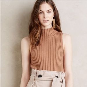 Anthropologie Moth Wide Ribbed Tank Mock Neck